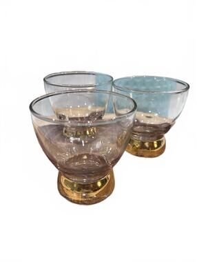 🍸 LK Everyday | Vintage MCM Gold-Trimmed Weighted Base Cocktail Glass-Set of 3